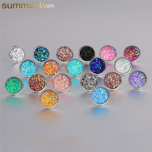 <span class=keywords><strong>Orecchini</strong></span> a bottone tondi in acciaio inossidabile con Glitter anallergici Druzy in cristallo Gypsophila per donna - Product Image 1