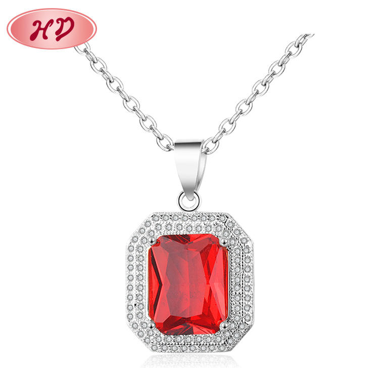 Hengdian Big Gemstone Jewelry Crystal Pendant Necklace Ruby Necklace