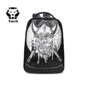 Wholesale Free Sample Lightweight <strong>Bag</strong> Pack 3D Stereo <strong>Skull</strong> Printing Backpack Luminous School Backpack for Riding /Hiking /School - Product Image 4