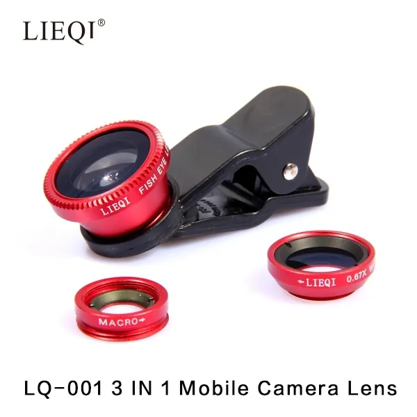 Venda quente no oriente médio 3 em 1 Magic mobile phone lente da câmera fisheye / wide angle / prime clipe lente LQ-001