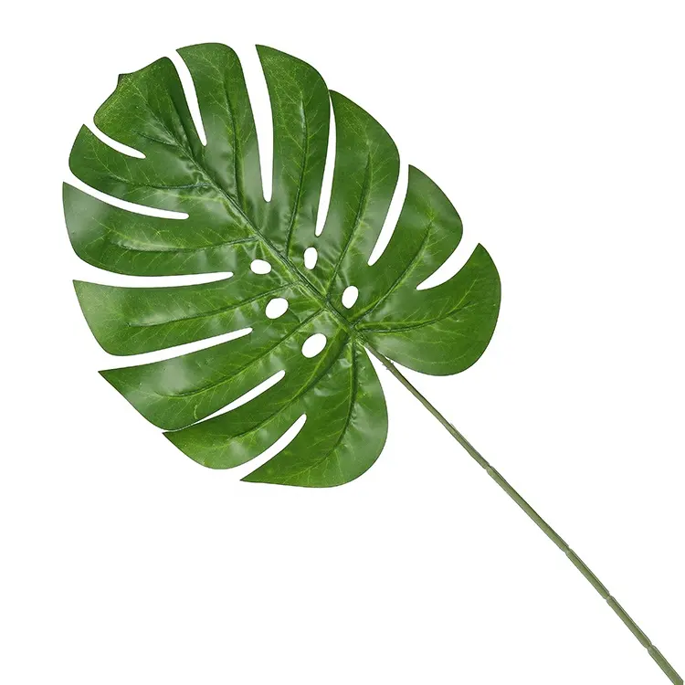 Feuilles tropicales vert foncé, taille personnalisée, feuilles de monstres artificiels avec trou