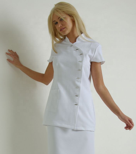 Camice Corto <span class=keywords><strong>da</strong></span> Infermiera per Clinica Femminile con Bottoni a Pressione, <span class=keywords><strong>Abbigliamento</strong></span> <span class=keywords><strong>da</strong></span> <span class=keywords><strong>Lavoro</strong></span> Ospedaliero Traspirante 65% Poliestere 35% Cotone - Product Image 2