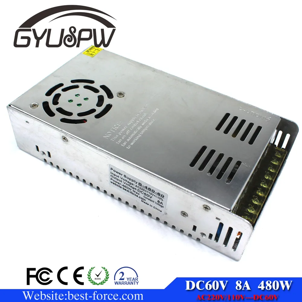 DC60V Power Supply 480W Constant Voltage Switching Driver 110V 220V AC DC 60V Lighting Transformer For CNC Machine DIY LED CCTV