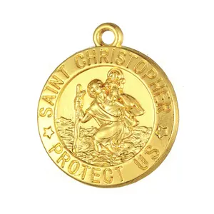 Medallas con cadena de acero inoxidable, San Cristóbal, Catholic religioso personalizado