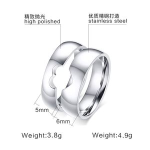 ファッション新作入荷 高品質 カップルリング 316Lステンレススチール ハート刻印 婚約指輪 プロミスリング - Product Image 5