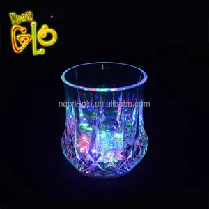 LED Light Up Plastic Cup Crystal Faceted Glass Flashing