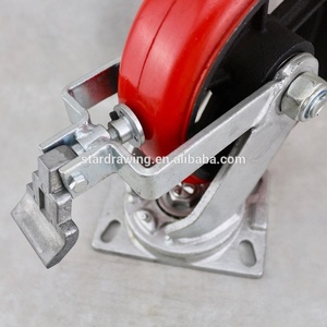 Wagon Wheel Wagon Wheel SS Swivel PU Caster 6 Inch Wagon Heavy Duty Wheel With Face Contact Brake