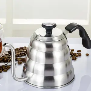1.0L/1.2L不锈钢倒在带温度计盖的咖啡滴水壶上