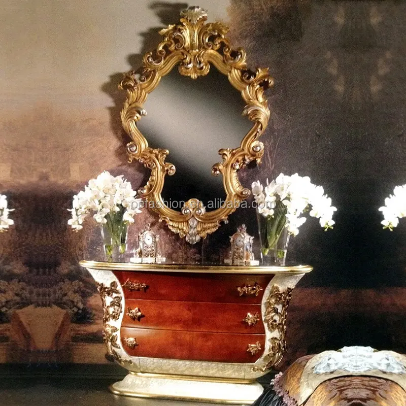OE-FASHION 3 Gaveta Espelhado Console de Mesa Antigo De Luxo Italiana