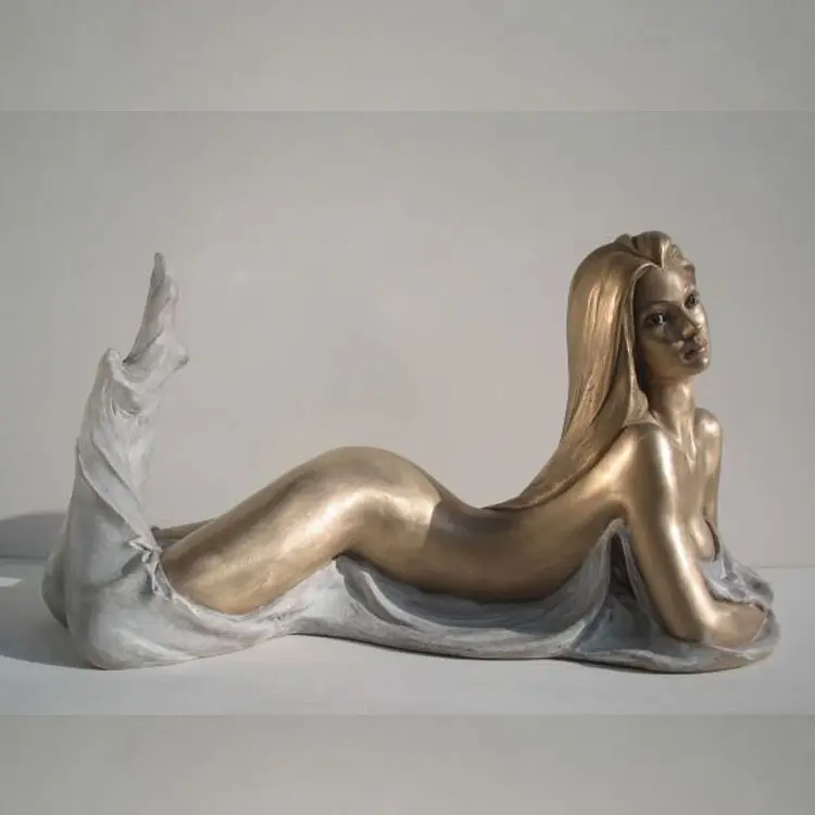 Nuovo opera d'arte bella sexy bronzo rame nudo nudo femminile statua art