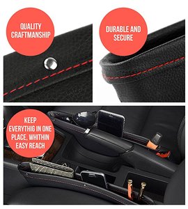 Seat Gap Car Organizer Premium PU Leather Seat Catcher Gap Filler Car Organizer Storage Box