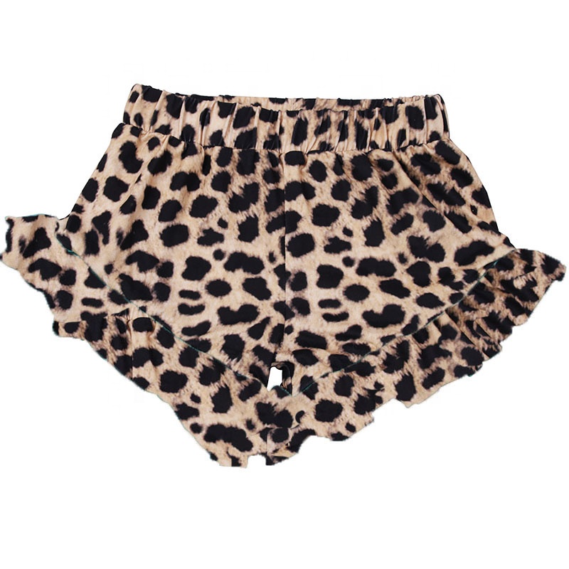 Новый дизайн 2019, оптовая продажа, Детская летняя одежда для девочек с леопардовым принтом, детская одежда для маленьких девочек с оборками, шорты