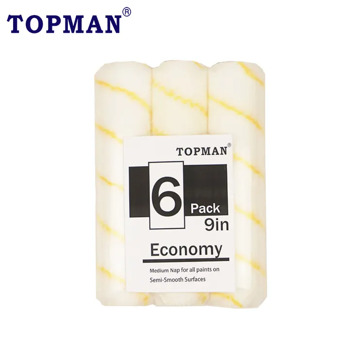 Cubierta de rodillo de pintura TOPMAN de 9 pulgadas para marco de jaula Rodillo de manga de rodillo sintético de buena calidad y precio barato