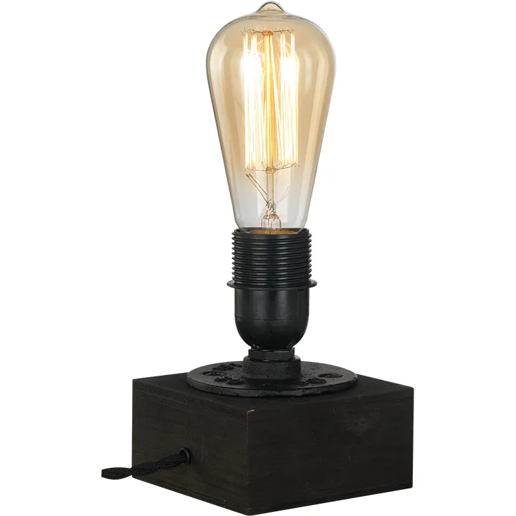 Holz Basis Tisch lampe Edison Bulb Steampunk Schreibtisch lampe für Heim dekoration Beleuchtung NS-125335