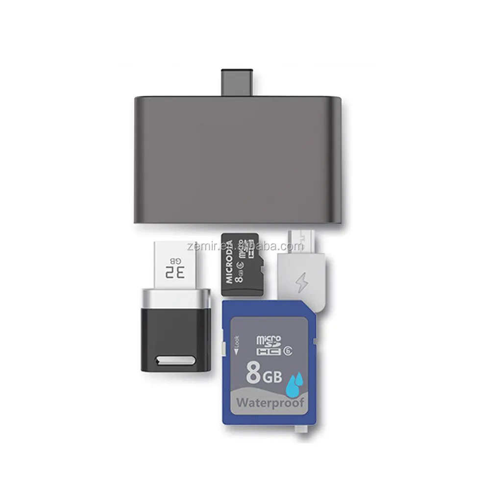 Leitor de cartões tipo c sd/tf usb3.1 otg hub, adaptador de combinação para pc, laptop, macbook e celulares android