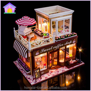 Nueva Llegada miniatura de madera diy casa de muñecas con muebles y luz para el niño, conocer La Felicidad - Product Image 1