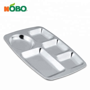 Compartimiento caliente 5 en 1, platos divididos, bandeja de comedor, escuela, oficina, Rectangular, de acero inoxidable - Product Image 2