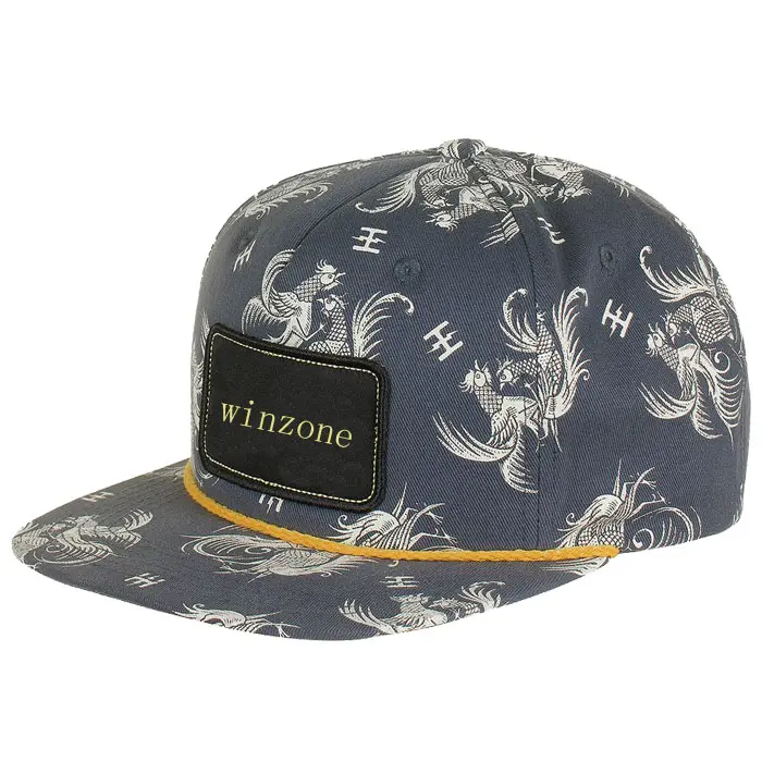 China sun protection floral printing snapback rope hat with patch