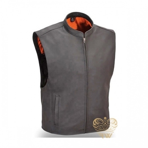 Haute qualité hommes en cuir toile respirant gilet gilet col rond élégant décontracté formel costumes OEM approvisionnement - Product Image 1
