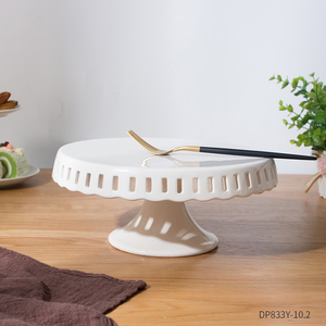 10 inç toptan porselen kaide cupcake tutucu beyaz yuvarlak şerit seramik pasta <span class=keywords><strong>stand</strong></span>ı düğün doğum günü partisi için özel - Product Image 4