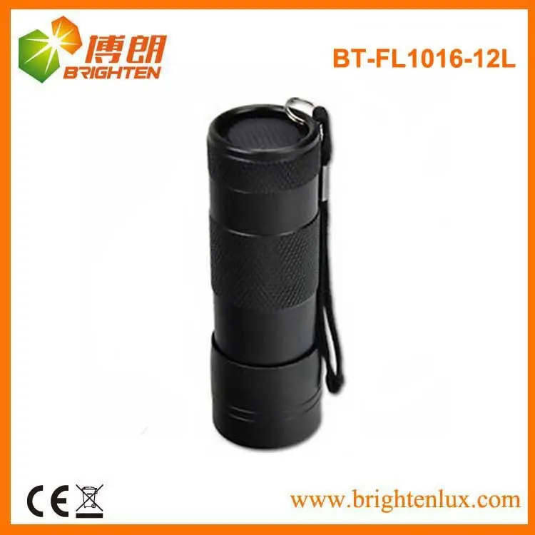 중국어 공장 공급 휴대용 알루미늄 금속 블랙 12 주도 손전등, 12 LED 좋은 손전등 손목 띠