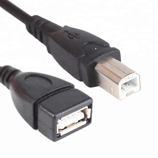 3ft USB 2.0 Type Female Type B Male Cable for Mobile Phone Charging Data Transfer Pure Copper Conductor PVC Jacket Foil