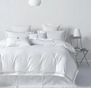 100% Cotton Sateen Hotel Embroidery Bedding Quilt Cover <strong>Set</strong> - Product Image 1