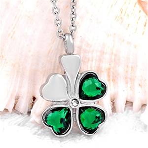 Collar <span class=keywords><strong>de</strong></span> Acero Inoxidable Plateado <span class=keywords><strong>con</strong></span> <span class=keywords><strong>Cristal</strong></span> y Trébol <span class=keywords><strong>de</strong></span> Cuatro Hojas, Ecológico y Duradero, <span class=keywords><strong>Urna</strong></span> Funeraria para Cenizas, Recuerdo Conmemorativo - Product Image 3