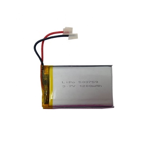 503759 3.7V 1200mAhリチウムリチウムポリマーバッテリーpcmとワイヤ - Product Image 1