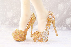 <span class=keywords><strong>Scarpe</strong></span> BS042 <span class=keywords><strong>scarpe</strong></span> da donna <span class=keywords><strong>scarpe</strong></span> da sposa in <span class=keywords><strong>oro</strong></span> Bling tacchi alti punta tonda <span class=keywords><strong>scarpe</strong></span> da festa trasporto di goccia - Product Image 3