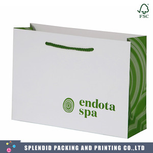 Splendide emballage Sac cadeau vert de luxe avec impression personnalisée recyclée et logo Sac en papier à provisions Sacs d'emballage de <span class=keywords><strong>spa</strong></span> écologiques - Product Image 5
