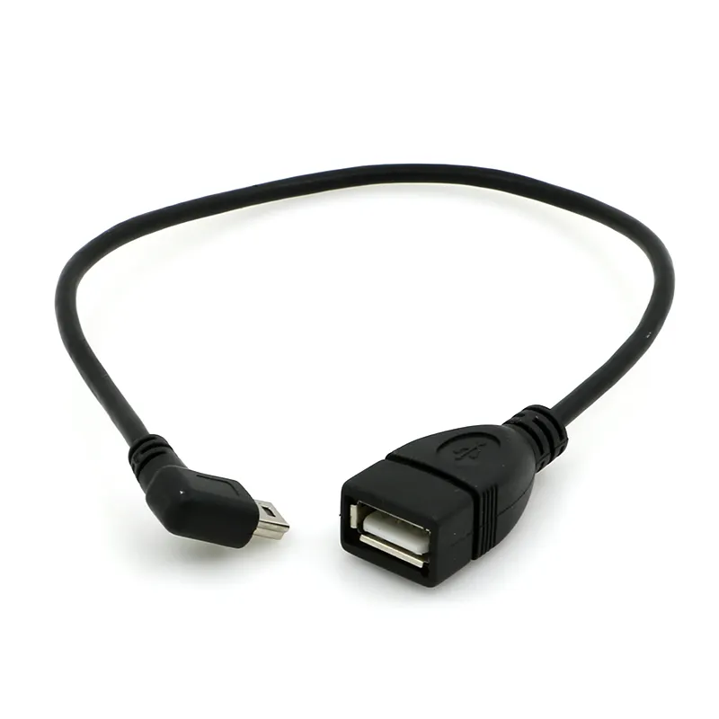無料サンプルODMOEM USB 2.0メスから90度の左角度L字型ミニUSBケーブル