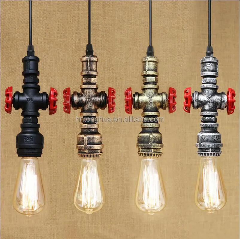 Vintage Industrial Pendant Light E27 Water Pipe Design Hanging Light