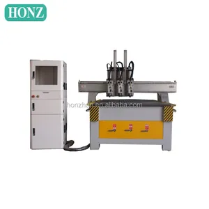 Honzhan 1300*2500mm HZ-R1325 Máquina de gravação automática de madeira e torno cnc de 4 eixos de alta qualidade com sensor de altura automático