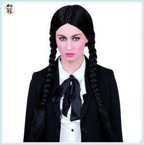Barato largo color negro trenzado película disfraz Halloween fiesta pelucas 2017 - Product Image 3