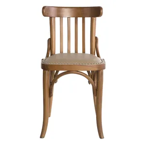 Antique wholesale high-end small indoor wood bistro chairs for Singapore Hongkong cafe restaurant