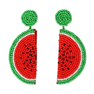 Hot Sale Watermelon Seed Beads Earrings Women Handmade Jewelry Earrings