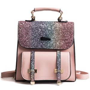 Wholesale Women Girls Bling Flap <strong>Backpack</strong> Shoulder Bags Cross <strong>Purses</strong> Outdoor Travel Daypacks - Product Image 1