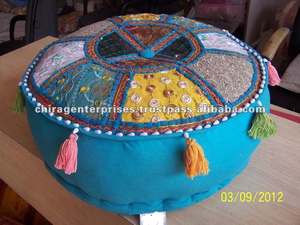 เบาะรองนั่งทรงกลมแบบดั้งเดิม งานปักมือ ผ้าปะติดปะต่อสวยงาม แบบบาจารา สำหรับใช้เป็นออตโตมันหรือพูฟ จำหน่ายจำนวนมาก - Product Image 2