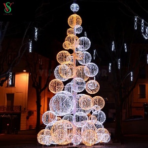Albero di Natale Gigante Illuminato a Sfera in Metallo con Motivo 3D per Esterni - Product Image 1