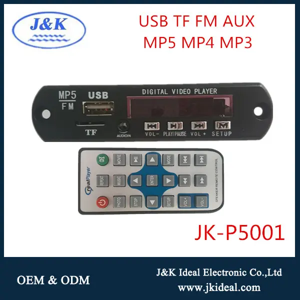 JK-P5001 usb audio bluetooth car kit mp5 video player with fm radio aux