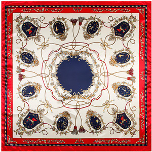 Sciarpe in Seta per Donne, Foulard in Raso con Stampa a Catena, Sciarpe Quadrate <span class=keywords><strong>di</strong></span> Lusso per Signore, Bandana Hijab <span class=keywords><strong>Scialle</strong></span> per Ragazze 90cm*90cm - Product Image 6