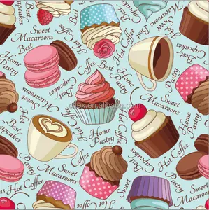 Beautiful Cake Cartoon Designs Printed Knitted Cotton Spandex Digital Printing Fabric