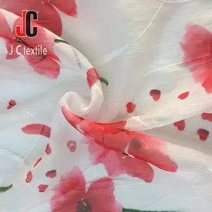 JC-M251872新款时尚素色真丝雪纺花朵印花 + embroideryfabric连衣裙