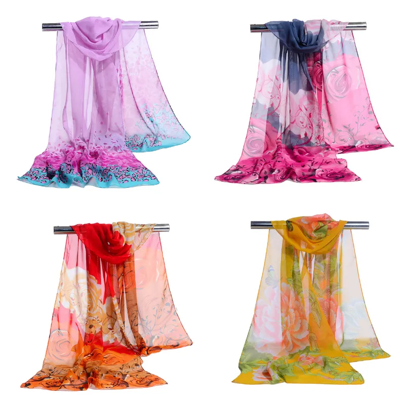 Großhandel schal frauen hijab schmetterling muster schal gedruckt chiffon schal