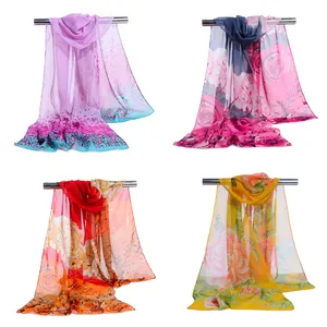 Wholesale scarf women hijab butterfly pattern scarf printed chiffon scarf