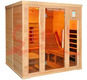 Lüks taşınabilir katı kırmızı sedir/hemlock ahşap sauna odası