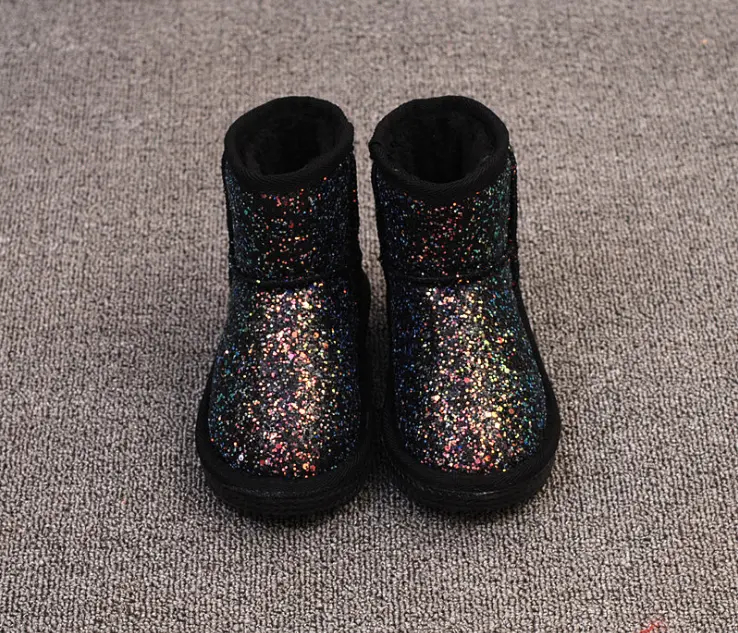 Autumn and winter new children's snow boots girls' boots warm girls' short boots sequins girls' cotton shoes