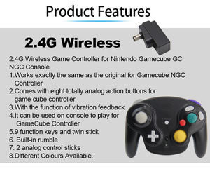 Hot Bán Đen Video Trò Chơi Điều Khiển 2.4 Gam Điều Khiển Không Dây cho <span class=keywords><strong>Gamecube</strong></span> Giao Diện Điều Khiển Nhà Sản Xuất từ Trung Quốc - Product Image 2