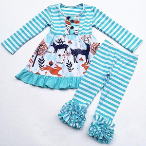 Conjunto Navideño de Algodón para Bebés y Niños Pequeños, Pantalones con Volantes Rosas, Ropa de Invierno para Niños, Fabricante de Ropa, Conjuntos Navideños para Niñas - Product Image 2